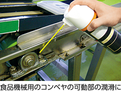 食品機械用のコンベヤの可動部の潤滑に