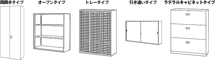 ユニット書庫 両開きタイプ オープンタイプ トレータイプ 引き違いタイプ ラテラルキャビネットタイプ