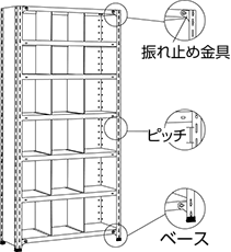 区分棚（縦仕切付）