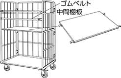 カゴ車 ゴムベルト 中間棚板