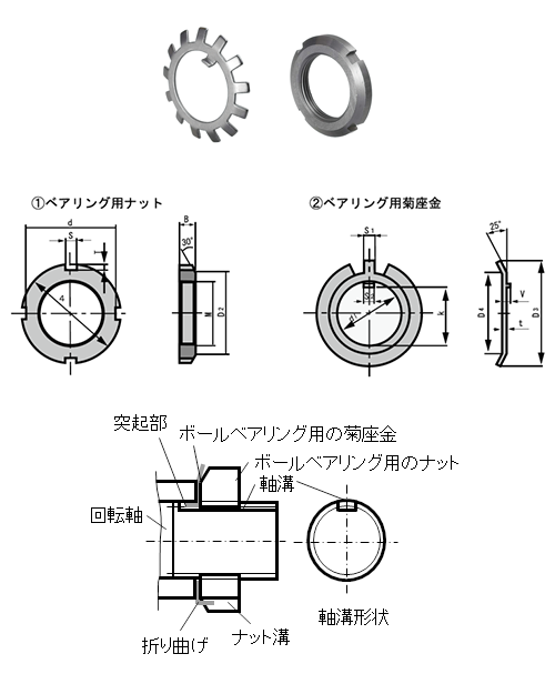 図2.固定ねじ構造(拡大図)と菊座金とナット