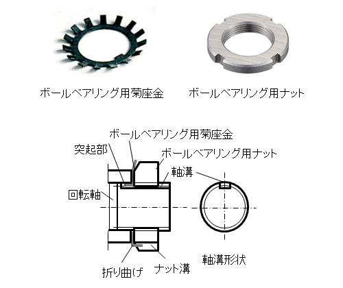 図3.固定ねじ構造(拡大図)と菊座金とナット